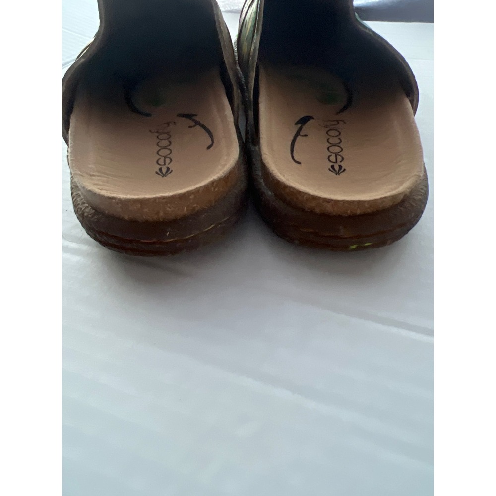 Socofy Womens Leather Mules Bohemian Floral Slip On Clogs Multi Color Size 37‎ - Picture 7 of 8